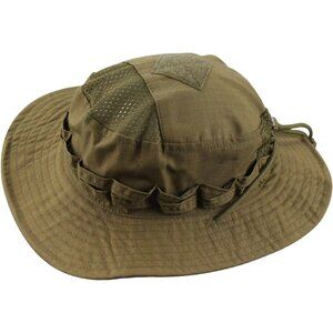 Unisex Brown Wide Brim Mesh Boonie Breathable Uv Protection Classic Bucket Hat